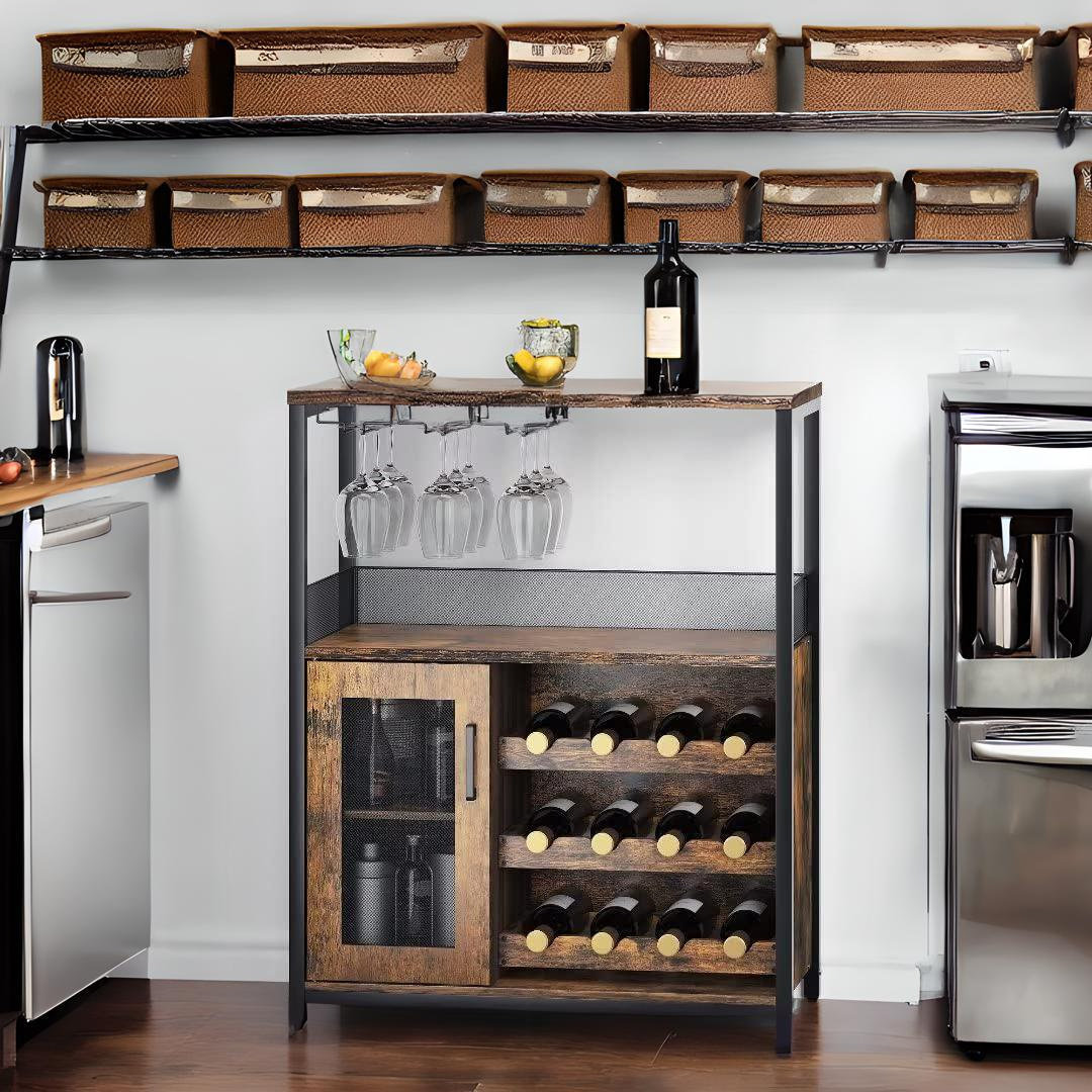 Destry Floor Wine Bottle & Glass Rack 17 Stories 