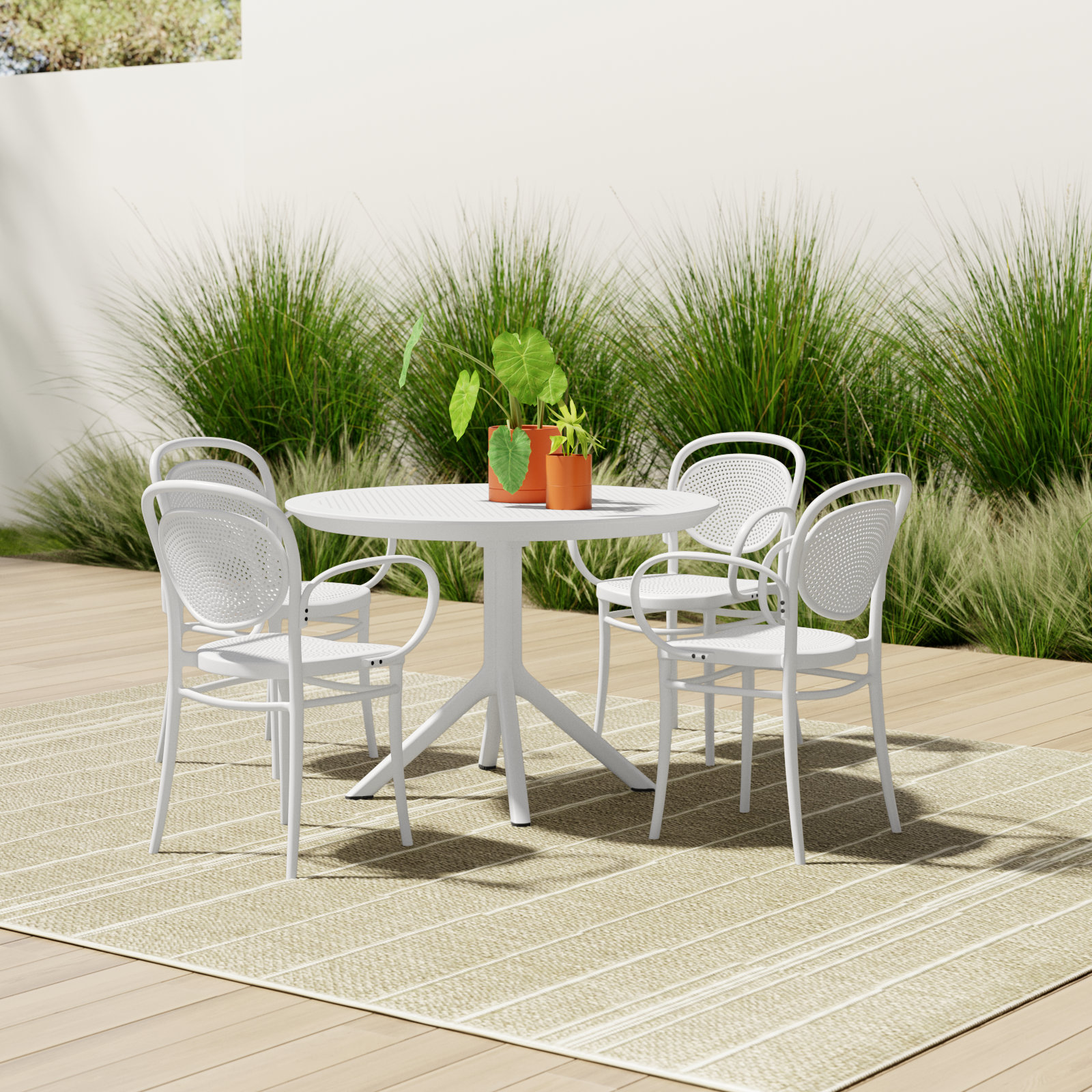 Farrah 41" Patio Dining Set, White