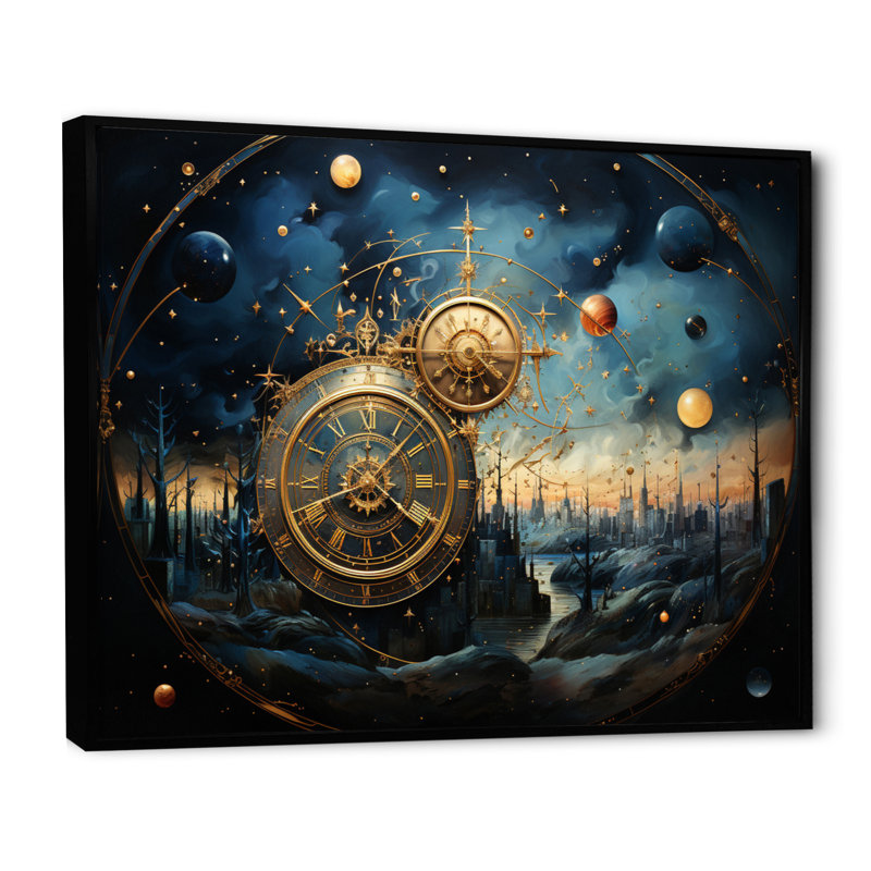 Astrologie cosmique carte - impression, Cadre flottant noir, H 24 po x l 32 po x P 1 po