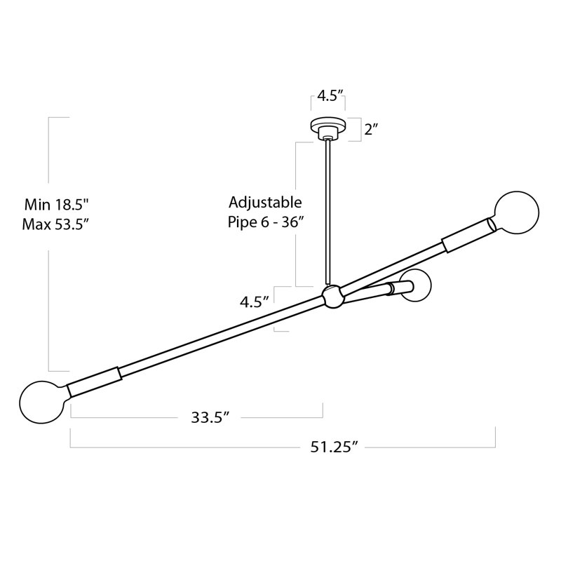 Talon 3 - Light Unique Modern Linear Chandelier, Oil Rubbed Bronze