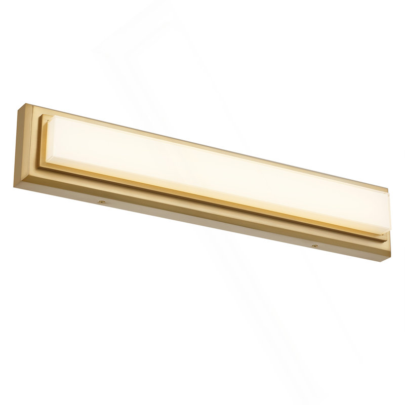 Barre d'éclairage intégrée pour meuble-lavabo à DEL, H 4,5 po x l 24 po x P 2,63 po, Laiton antique