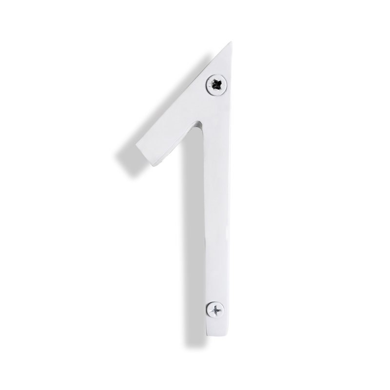 Numéro de maison en métal flottant, 1, Blanc, 6"