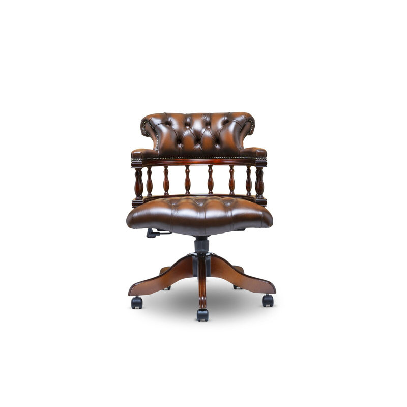 Deguan Genuine Leather Office Chair, Ant Red