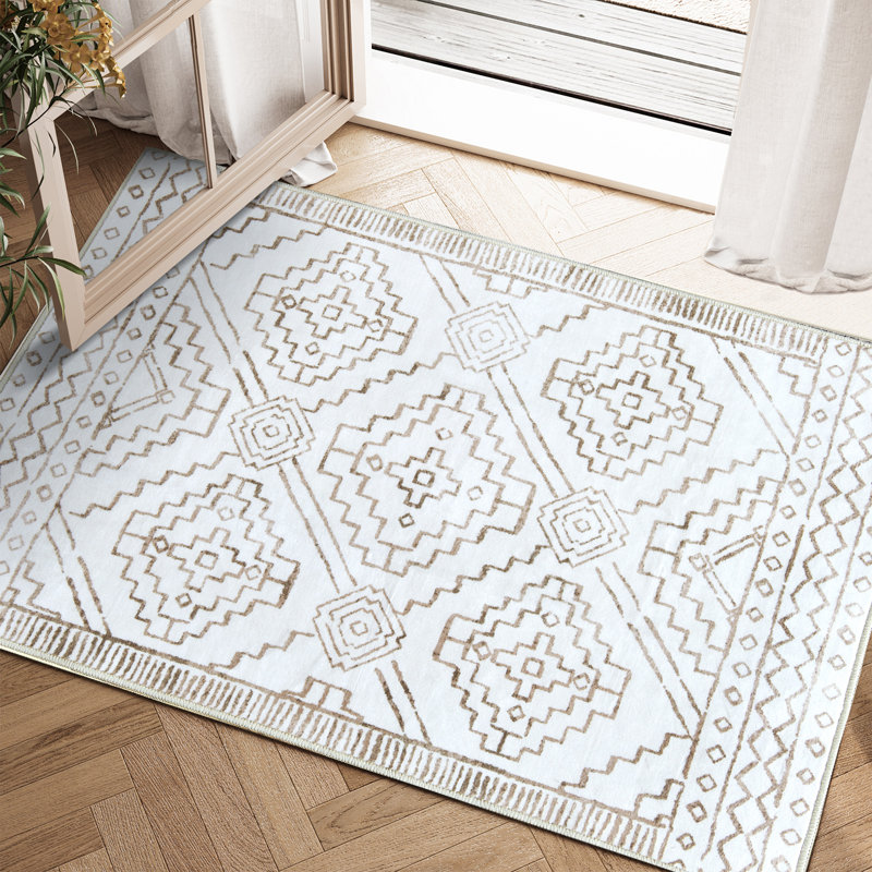 Kienan Chenille Mashine Washable Vintage Indoor Arae Rug with Non-Slip Backing for Bedroom Living Room Kitchen Entryway