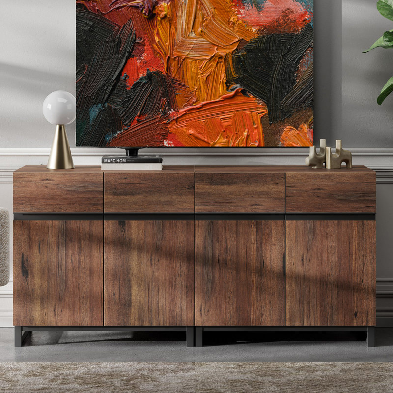 Modern 2-In-1 Accent Cabinet With Shelves - Storage Cabinet For Living Room, Hallway, Entryway, Brown