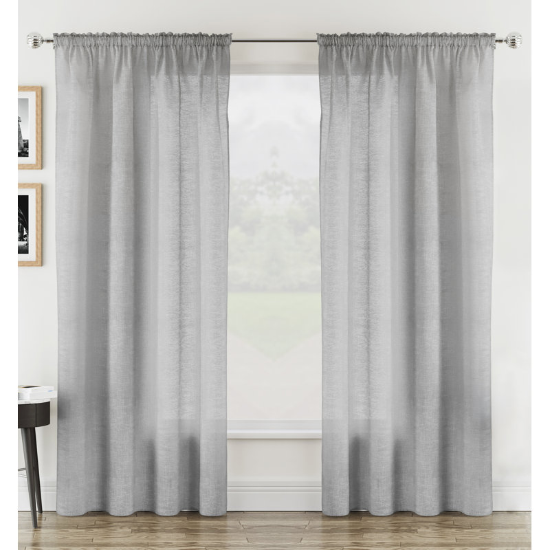 Sundas Sheer Curtain Panel Pair, Silver, 140cm Width x 137cm Drop
