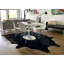 Tapis uni en cuir de vache noir