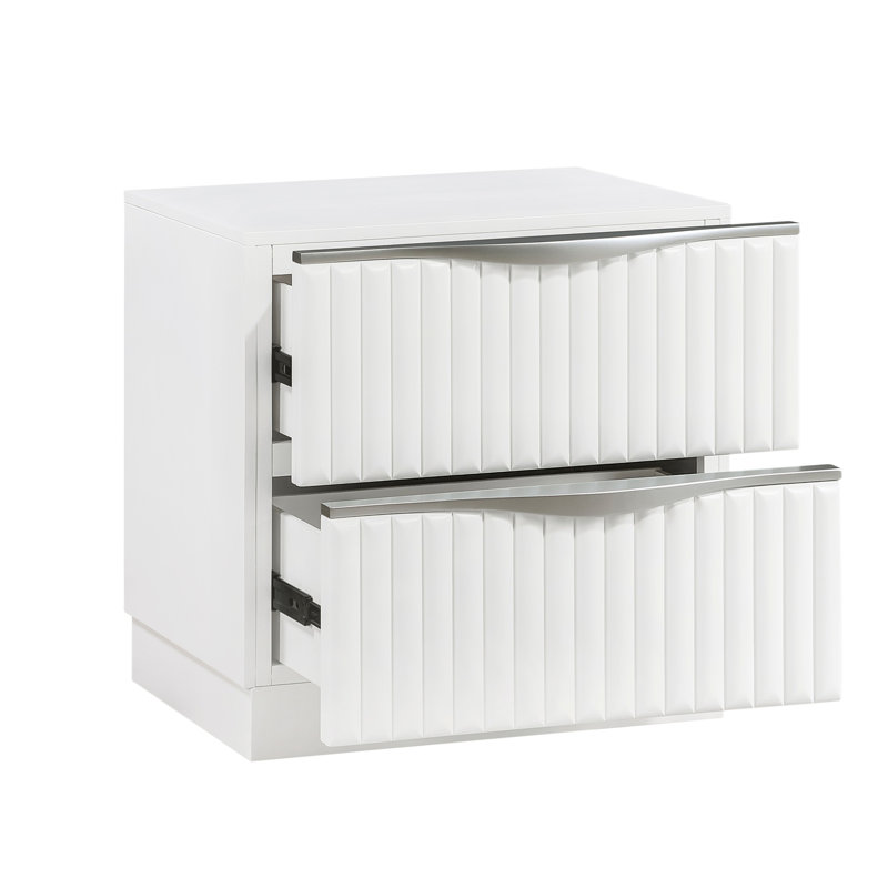 Luxurious Two Drawers Nightstand With Wall Panel