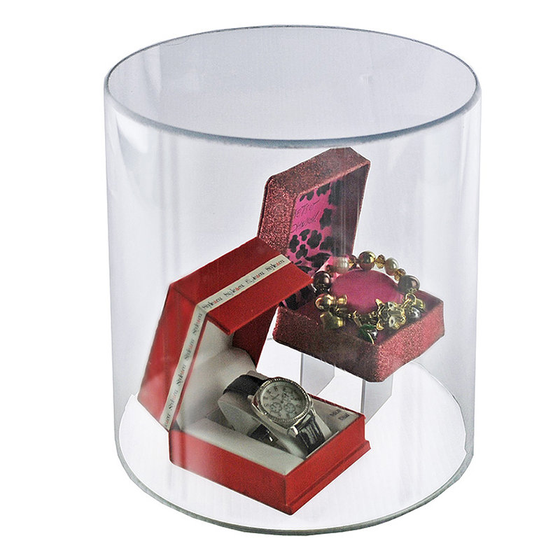 Clear Acrylic Cylinder Display, Plastic Round Container and Riser