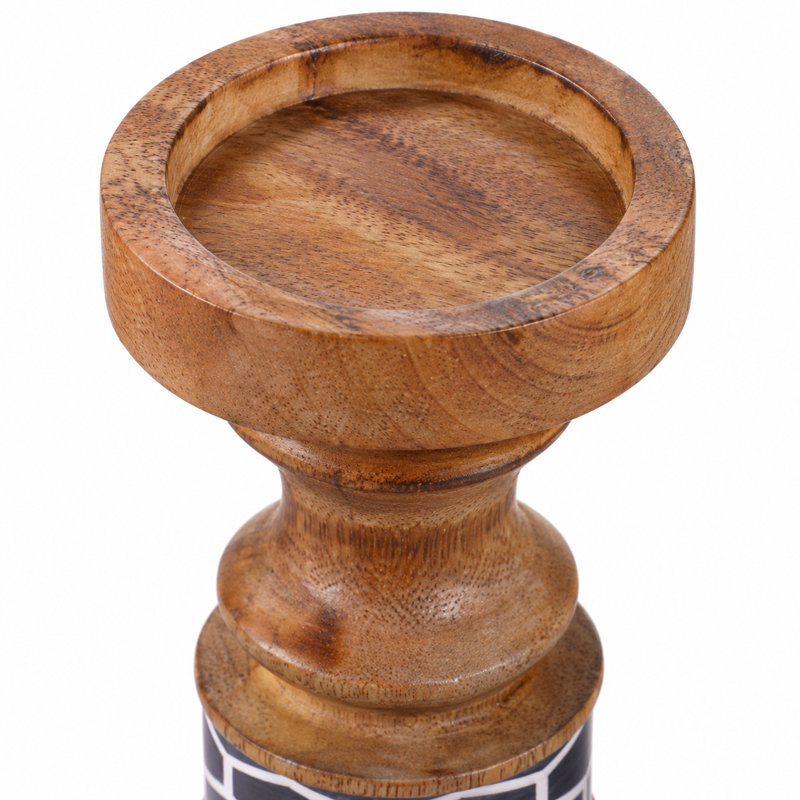  Ensemble de 3 porte-bougies en bois de manguier fabriqués à la main , Blue