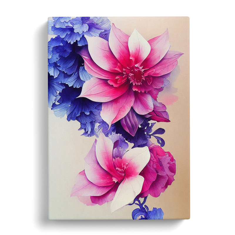 XC1022-5073X Water Paint Flowers No.5 - Wrapped Canvas Print, 50cm H x 35cm W x 3cm D