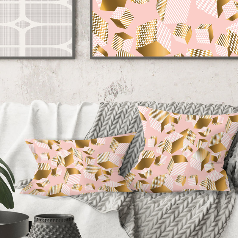Coussin doré et rose II - Mid-Century Modern