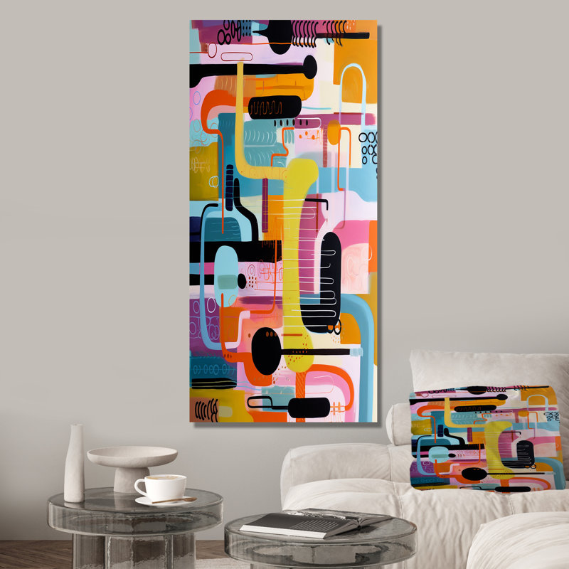 Mid-Century géométrique, collage amusant I - art mural géométrique, Toile tendue, H 44 po x l 34 po