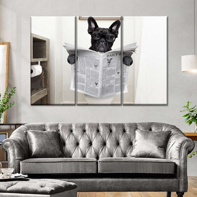 Drôle de bouledogue français sur toile, ensemble de 3 pièces
