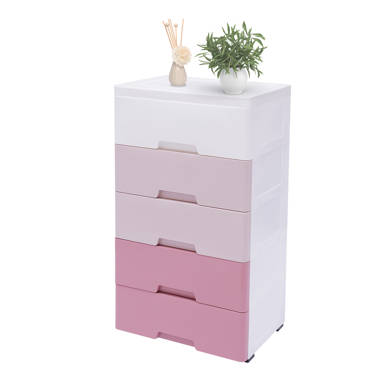 Nafenai Plastic Cabinet 5 Drawers Storage Dresser,Small Closet