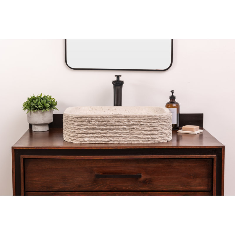 Lavabo de salle de bain rustique en pierre naturelle Yuma Ojinaga