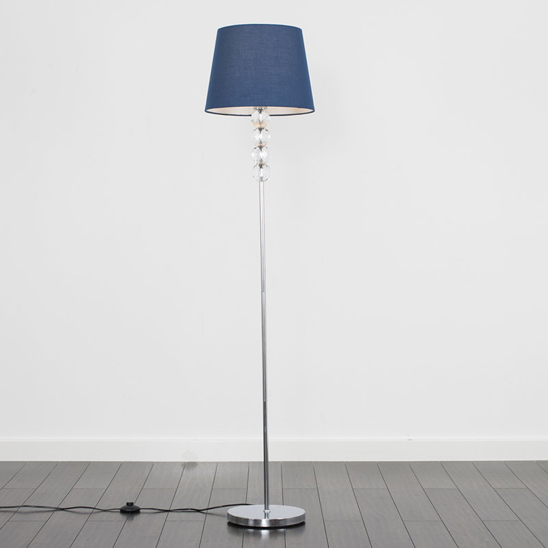 Fassbender 154 H cm Chrome Traditional Floor Lamp, LED Bulb, Blue