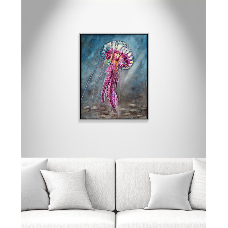 Imprimé «Jelly Fish» par Mike Ragan pour , H 29,5 po x l 23,5 po, Argent argent