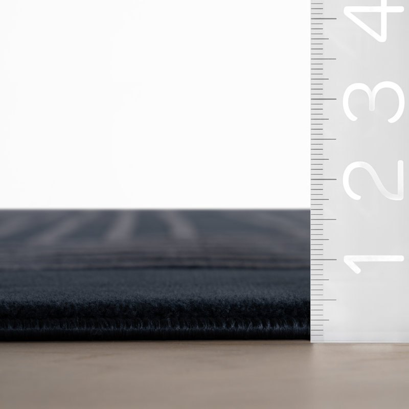 Nuloom Lunavelle Geometric Washable Area Rug, Blue, Rectangle 6'7" x 9'1"