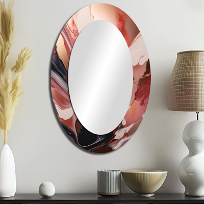 Ocean Waves Fluidity In Marble IV - Abstract Oval Decorative Mirror On Metal