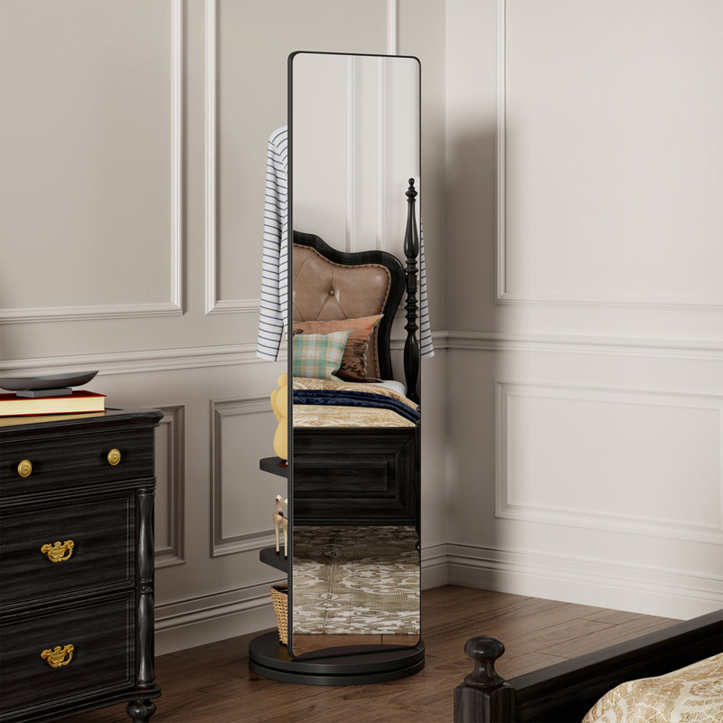 Portemanteau pivotant sur 360 ° avec miroir, Noir
