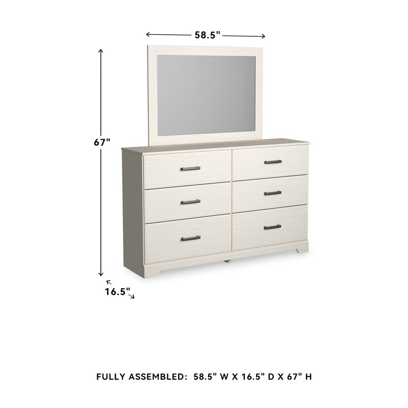 Commode double à 6 tiroirs avec miroir 59,53 po Vandi