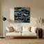 Art mural en métal gris, éléments nautiques simplifiés-2017260816