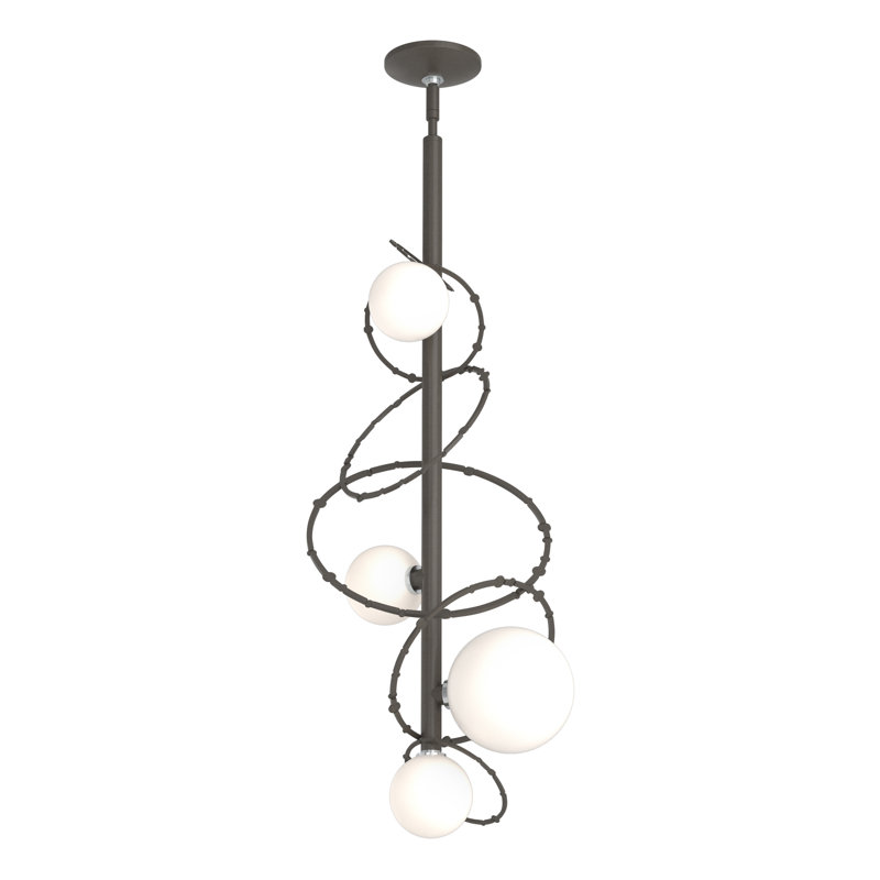 Olympus Vertical Pendant - Opal Glass, Dark Smoke