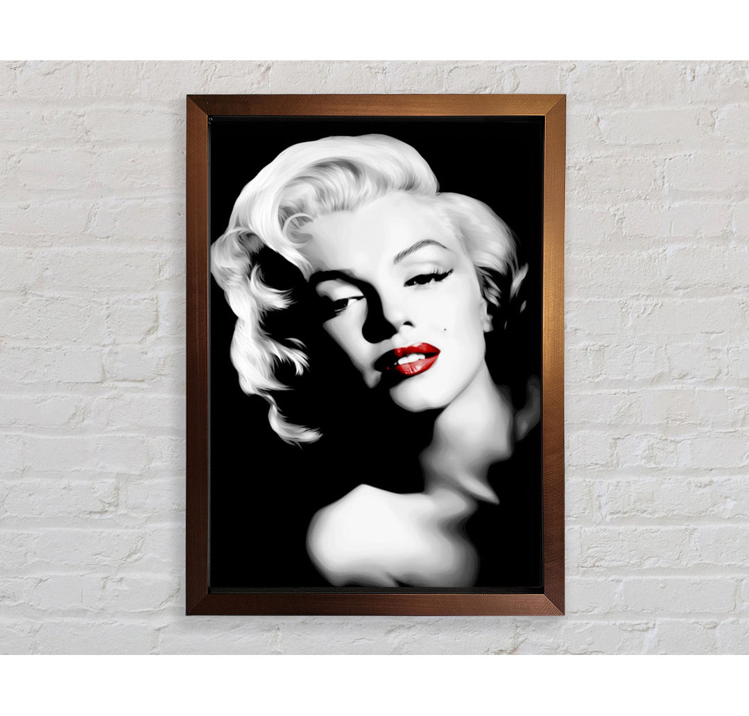 Marilyn Monroe Rote Lippen Portrait Gerahmter Druck