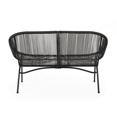 Patio Loveseat With Modern Hammock Weave