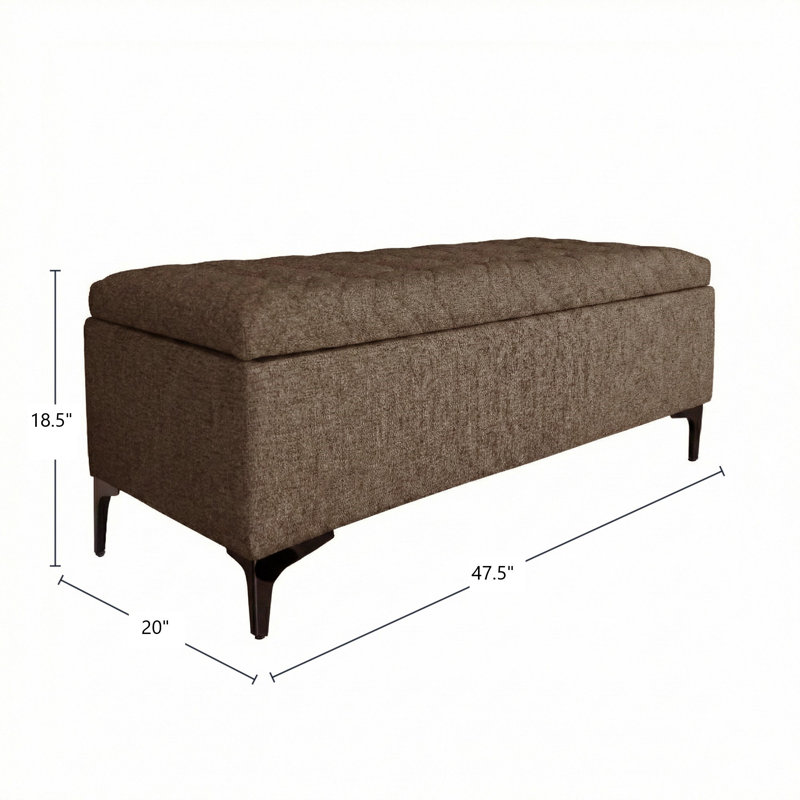 Banc de rangement rembourré Reba, Brun moyen