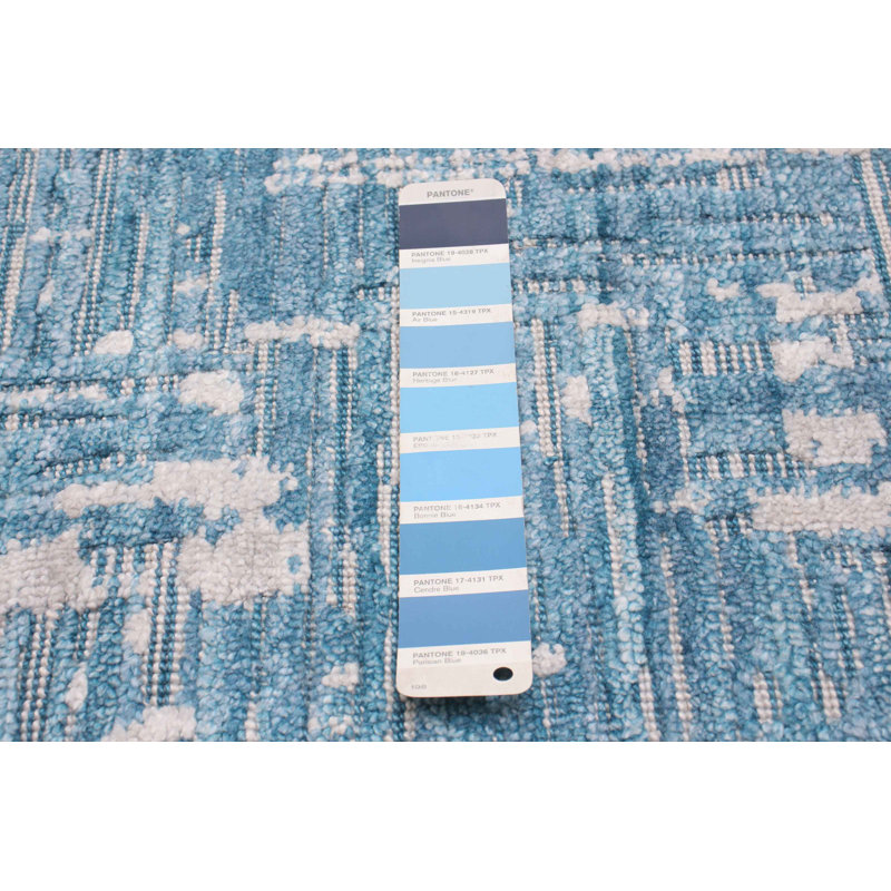 Tapis unique en viscose 8 pi x 10 pi turquoise New Age