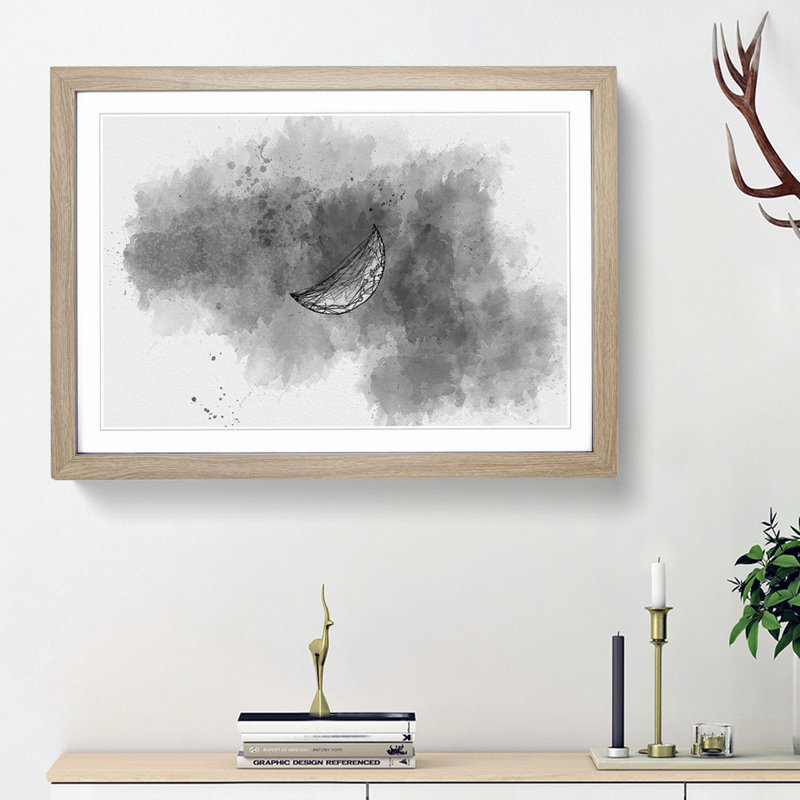 A Half Moon in Abstract - Picture Frame Graphic Art Print, Oak Framed, 48cm H x 65cm W x 2cm D