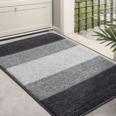 Indoor Outdoor Door Mat, 24x36 inch Non-Slip Absorbent Dirt Trapper, Low-Profile Washable Inside Entrance Front Floor Mat, Sturdy Soft Entry Doormats For Entryway, Grey