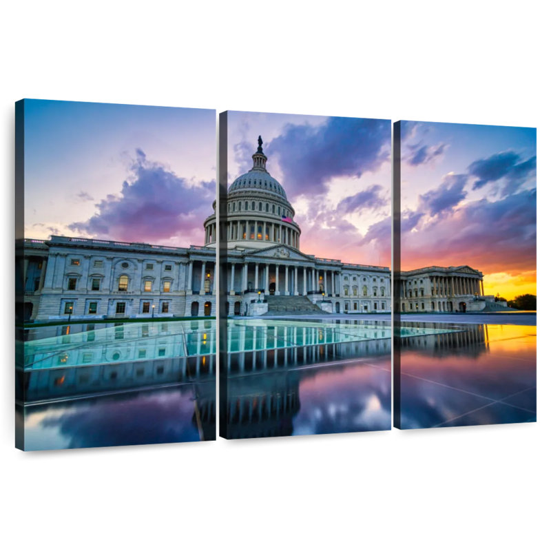 Lilie US Capitol Sunset Reflection, 24" H x 38" W