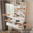 Small Makeup Vanity Desk With Mirror & Adjustable LED Lights,Built-In Power Outlet & Hidden Storage, Includes Padded Stool & Shelf,Space-Saving Dressing Table For Small Bedrooms