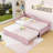 Twin Upholstered Daybed with L-Shaped Backrest and Twin Pop-Up Trundle-1249838569