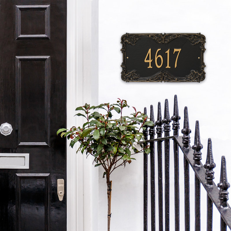 Signature Series 1-Line Wall Address Plaque, Yes, Gold, Black