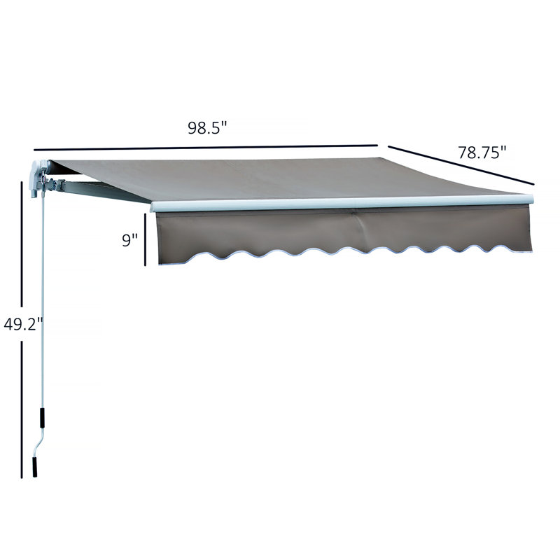 Outsunny 8' X 7' Patio Retractable Awning, Manual Exterior Sun Shade Deck Window Cover