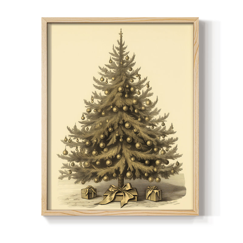 «Christmas Holiday Art CDL XXXII», reproduction d'art encadrée - bois massif, H 21 po x l 17 po, Naturel