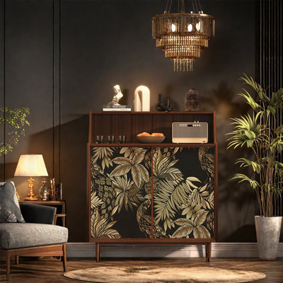Armoire de rangement à double porte en bois de noyer