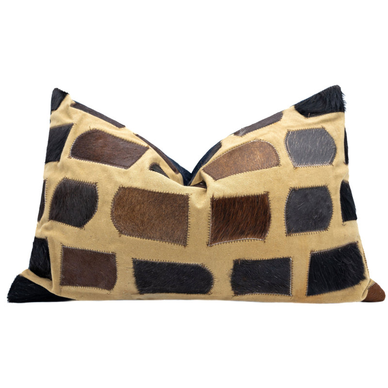 Coussins décoratifs en cuir de vache Canvello, H 16 po x l 24 po, Rectangulaire