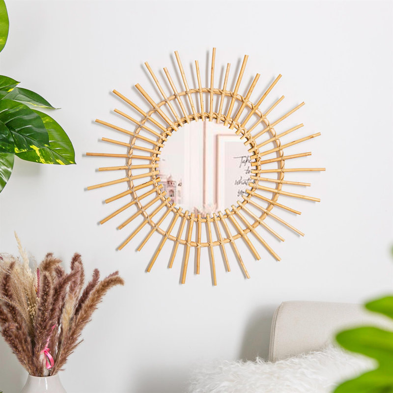 Angelica Rattan Flat Wall Mirror, 59.5cm H x 59.5cm W