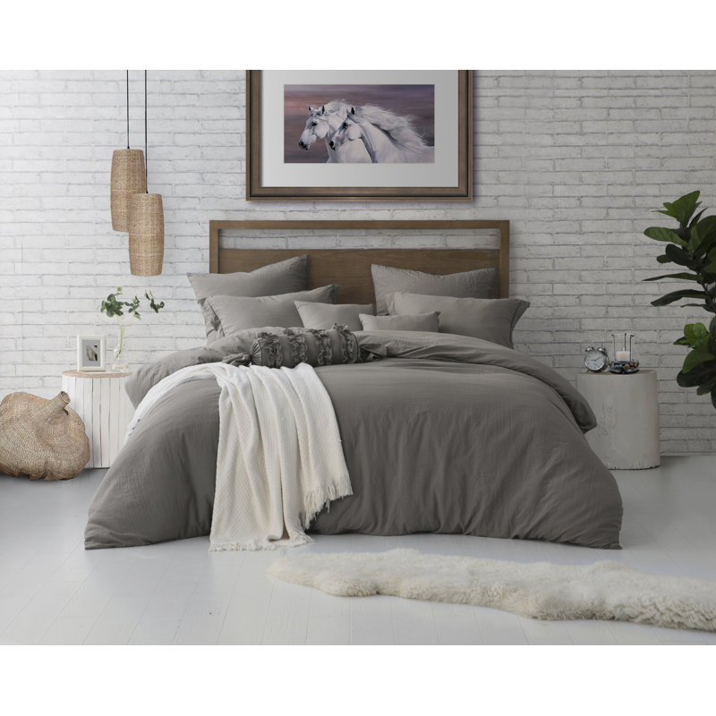 Ensemble de housse de couette en microfibre lavée et plissée très douce, Housse de couette simple / simple TG + 1 taie d'or