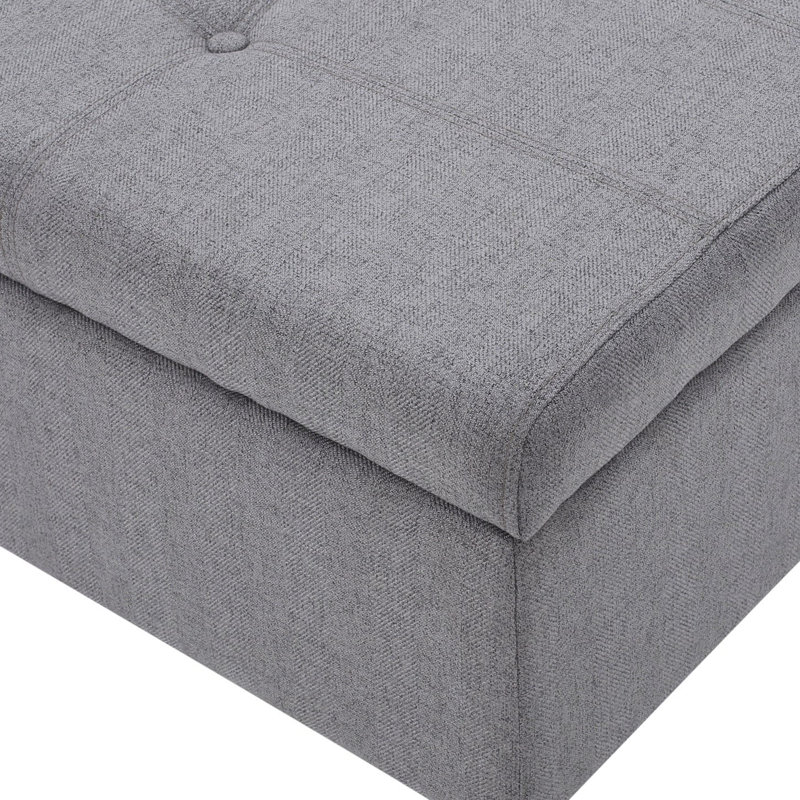 Harper Grey Fabric Tufted Storage Ottoman with Birch Legs