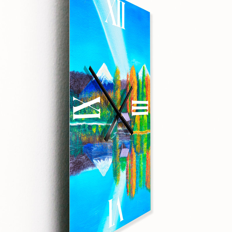 Horloge murale Reflection of Mountain and Sky on the Lake, Grand