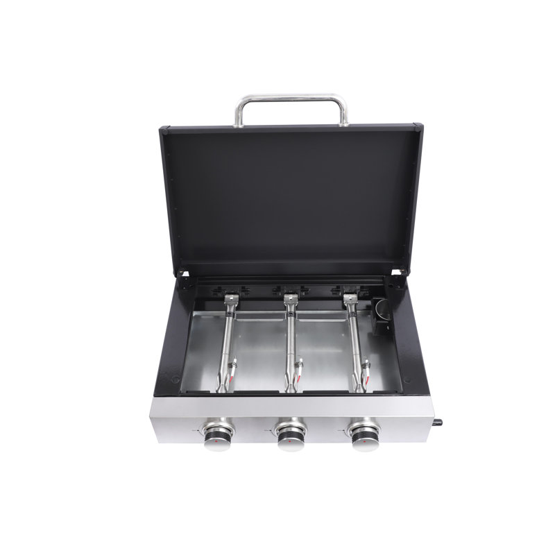 Multi - Function 3 Burner Gas Grill With Cast Iron Net, Enameled High Temperature Stove, Pull Out Oil Pan, 28680Btu Stainless Steel Straight Pipe Stove And 800 Degrees Enamel Fire Plate Non Breakable