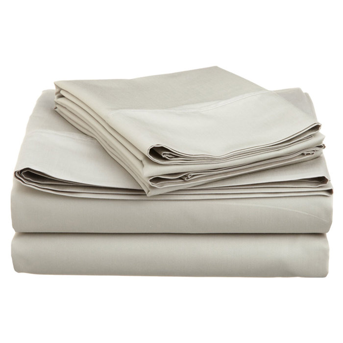 Light Blue Cotton Blend King Sheet Set with Pillowcases