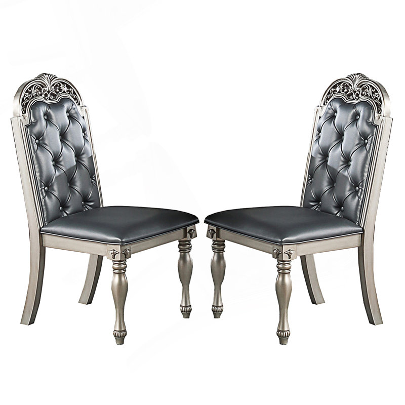 Ensemble de 2 chaises d'appoint rembourrées avec dossier capitonné