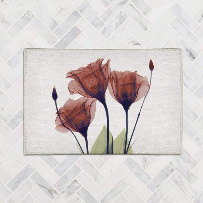 Red Gentian X-Ray Chenille Indoor Rug, Rectangle 2' x 3'